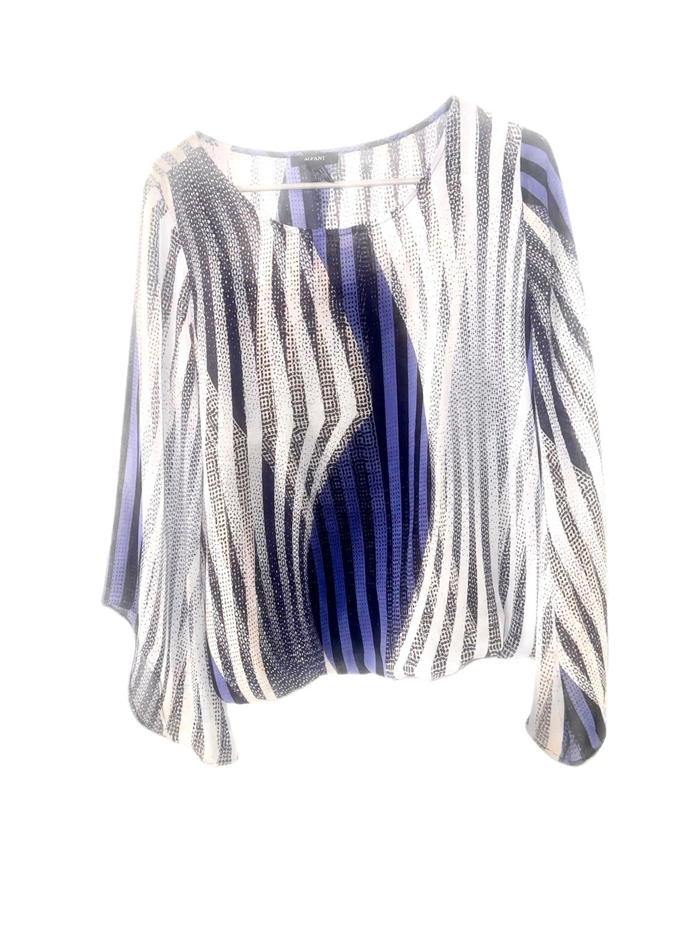 Alfani Blue and White Striped Blouse blouse, lined Flowy sleeves NWOT Medium